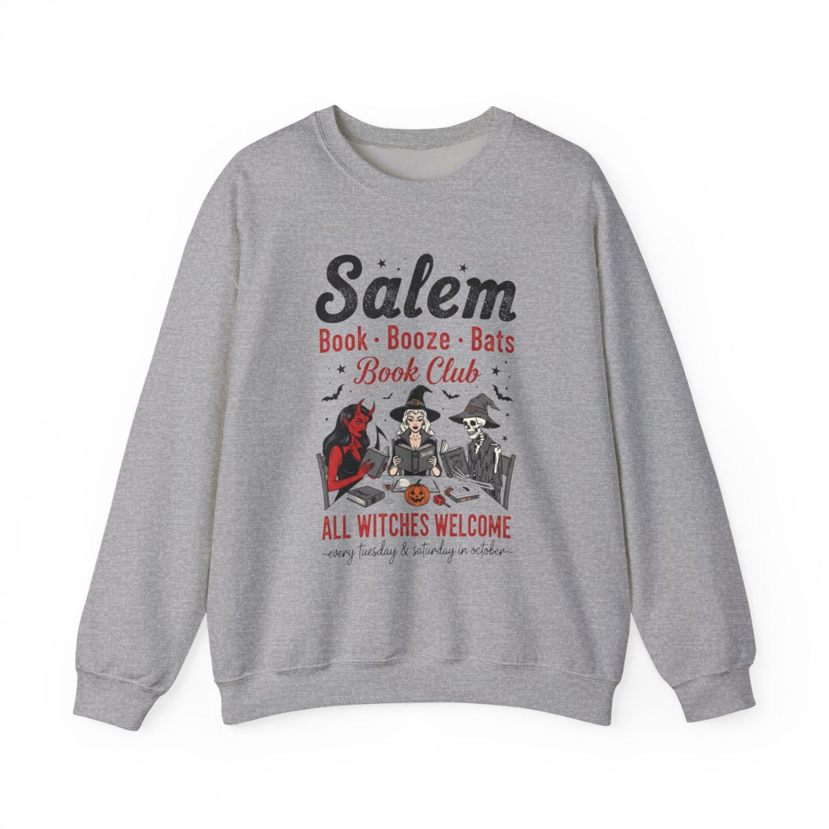 Salem Book Booze Bats Book Club All Witches Welcome Sweater