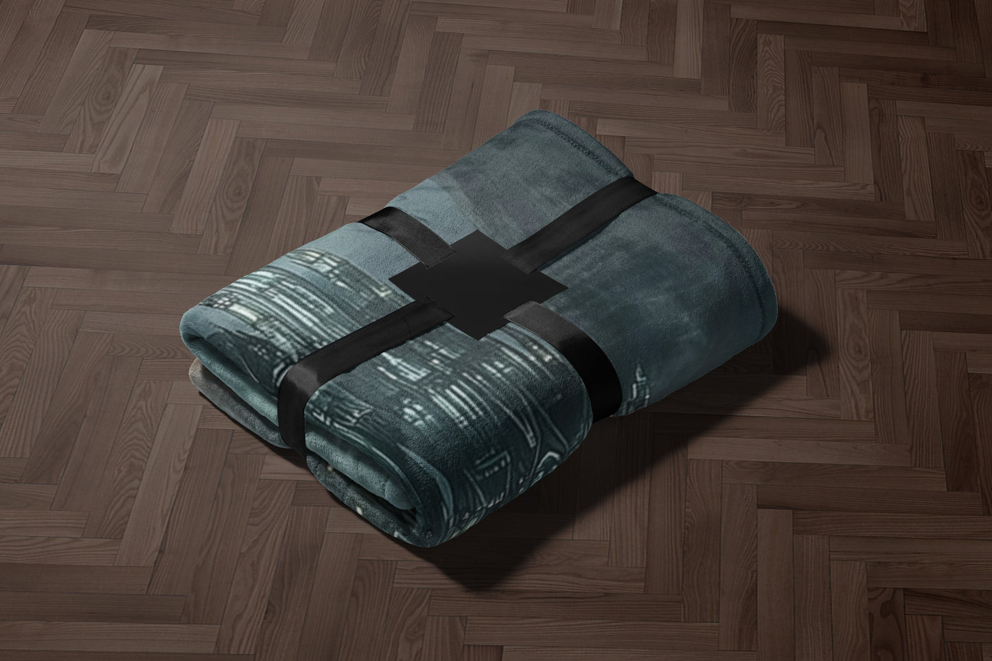 Cozy Dark Blue Blanket with Modern Design