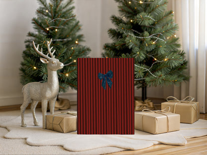 Festive Decorative Gift Box with Blue Ribbon Design