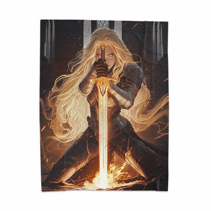 Epic Warrior with Fiery Sword Art Print Poster
