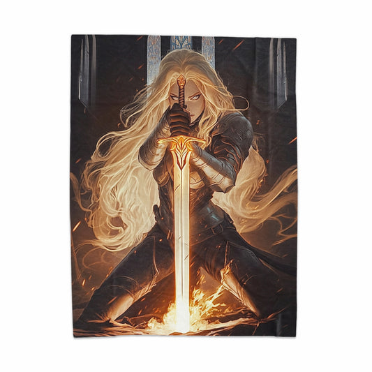 Epic Warrior with Fiery Sword Art Print Poster