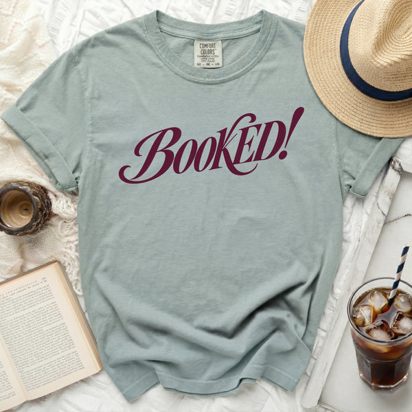 Booked Script Graphic Tee in Bay