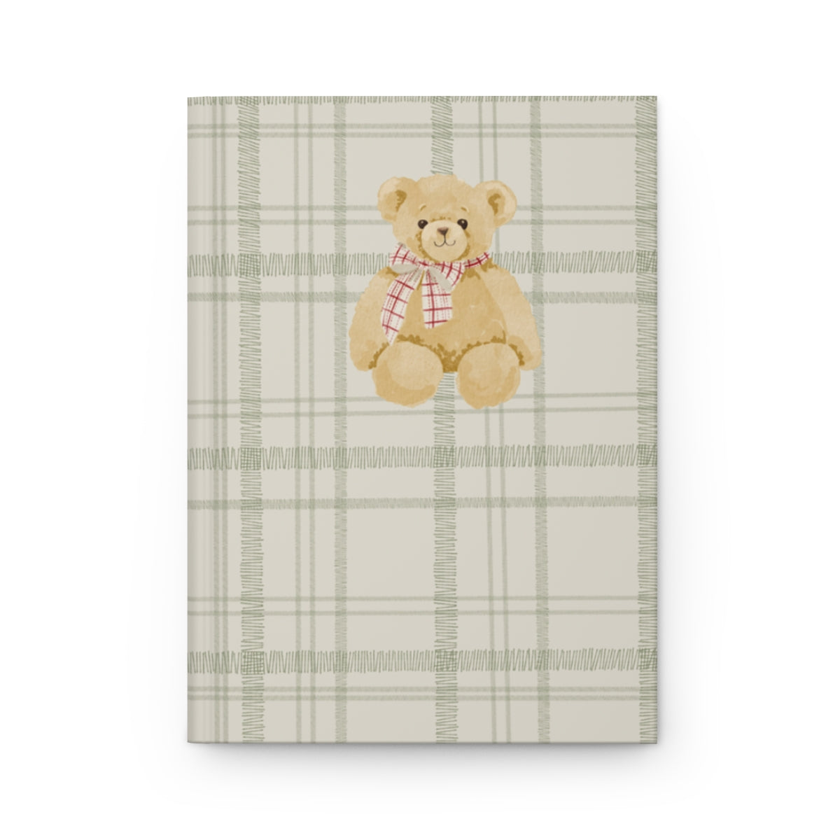 Cute Teddy Bear on Plaid Patterned Journal Product