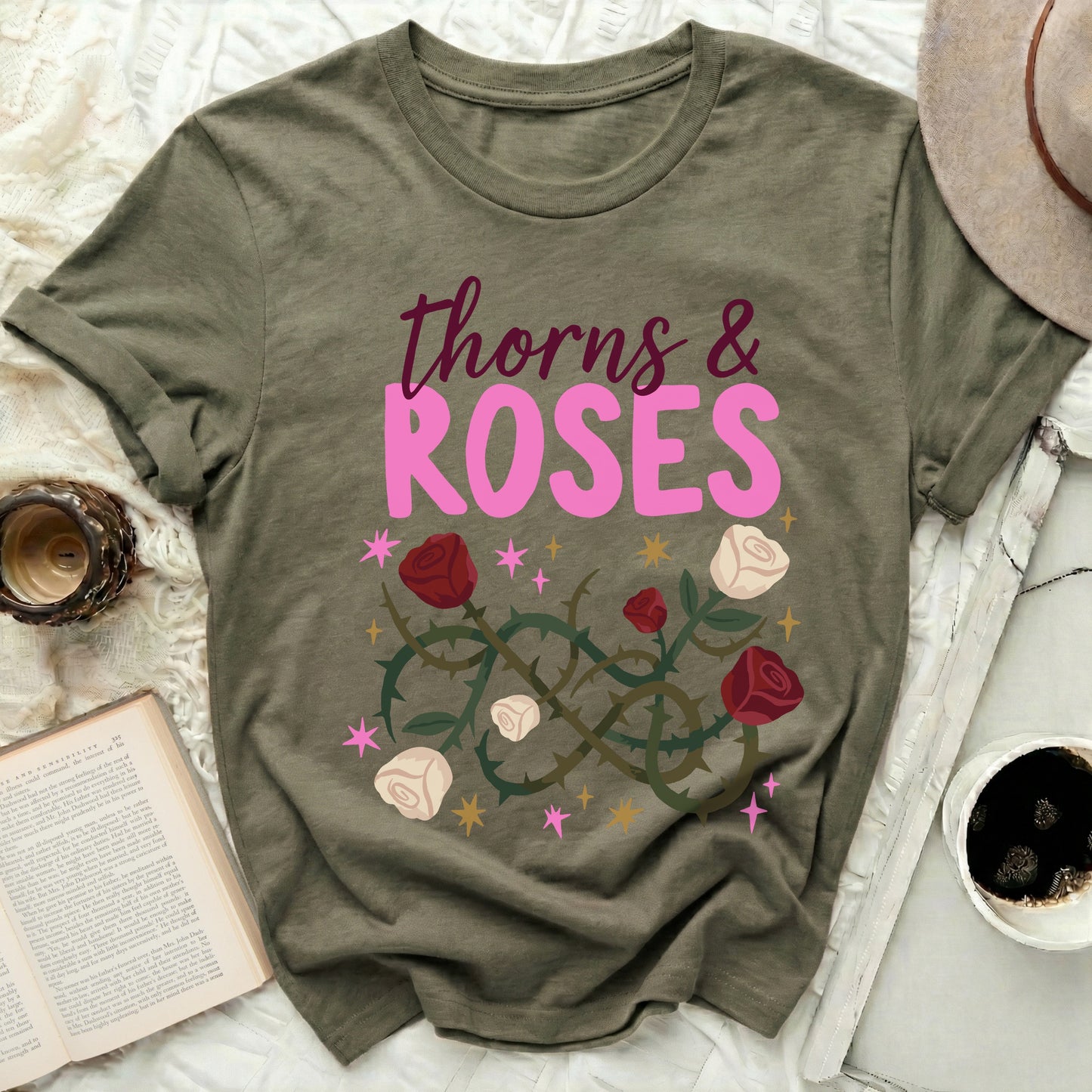 Thorns & Roses Graphic Floral Design T-Shirt product type