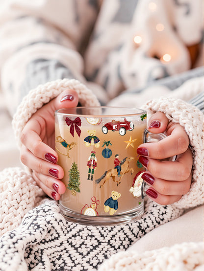 Festive Hand Painted Christmas Theme Glass Mug