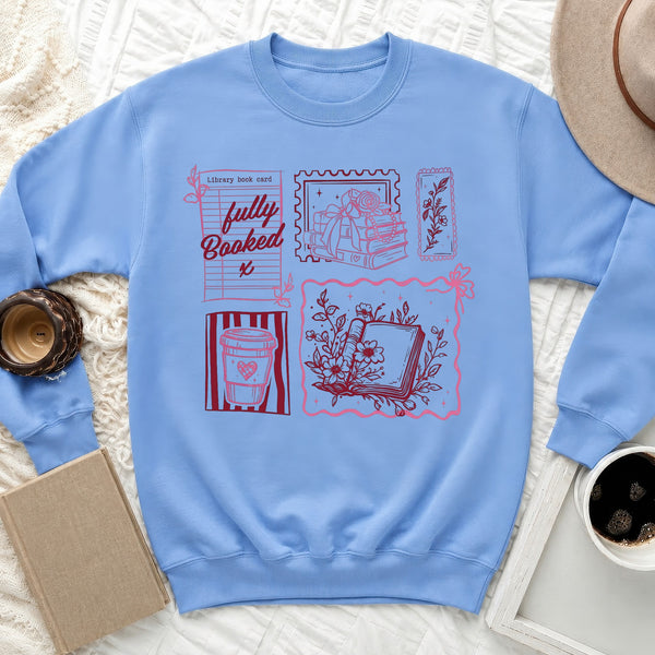 Fully Booked Library Card Sweatshirt in Carolina Blue