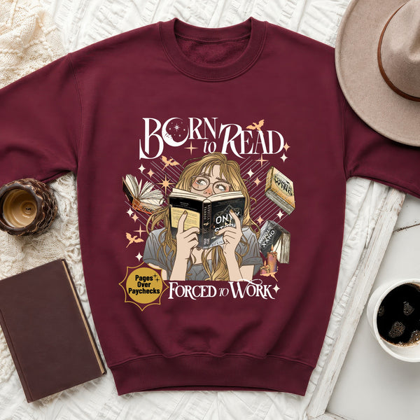 FW Born to Read Sweatshirt in Maroon