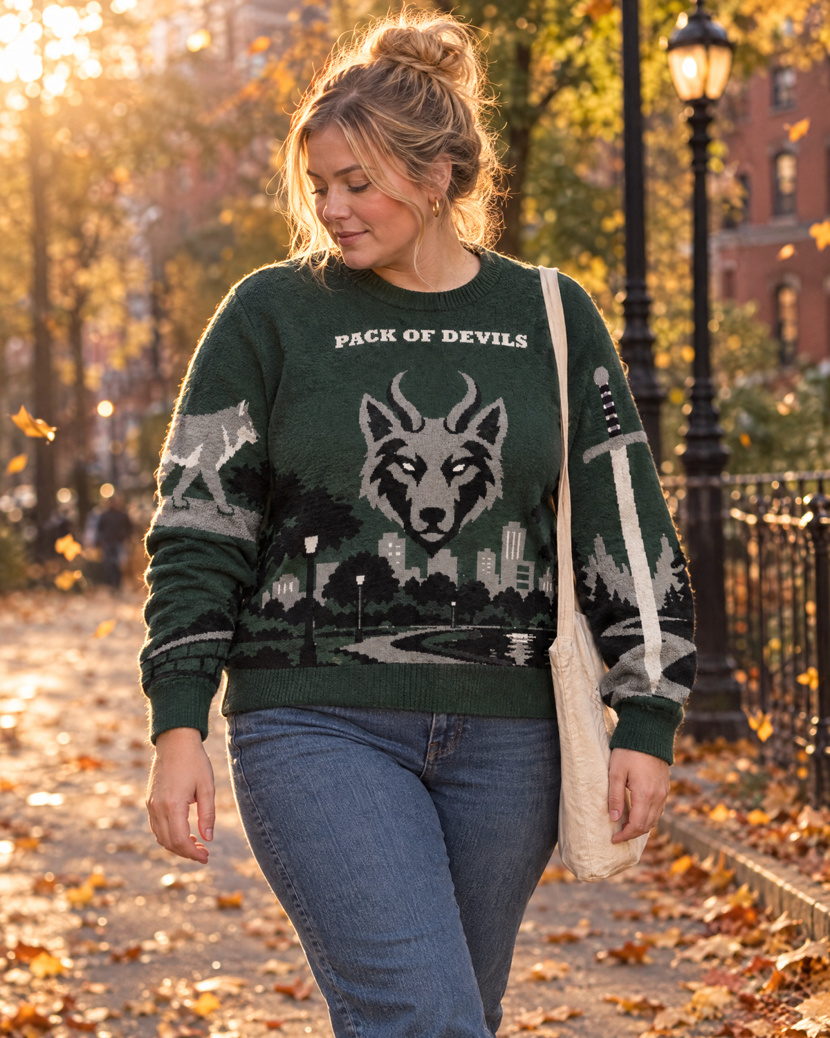 Pack of Devils knitted sweater, park walk