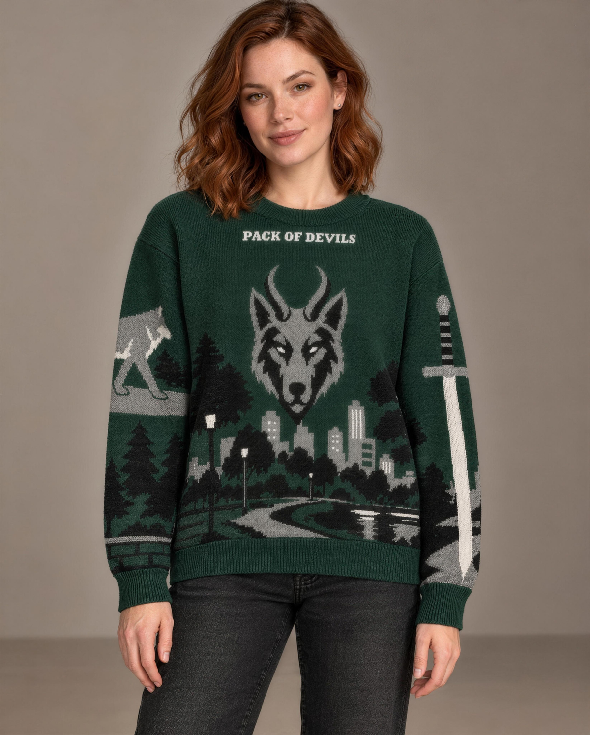 Pack of Devils knitted sweater, front