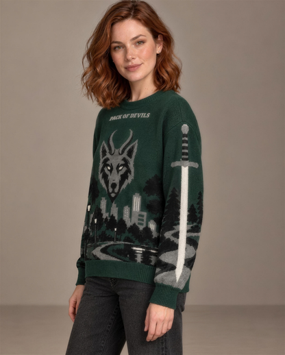 Pack of Devils knitted sweater, sword sleeve