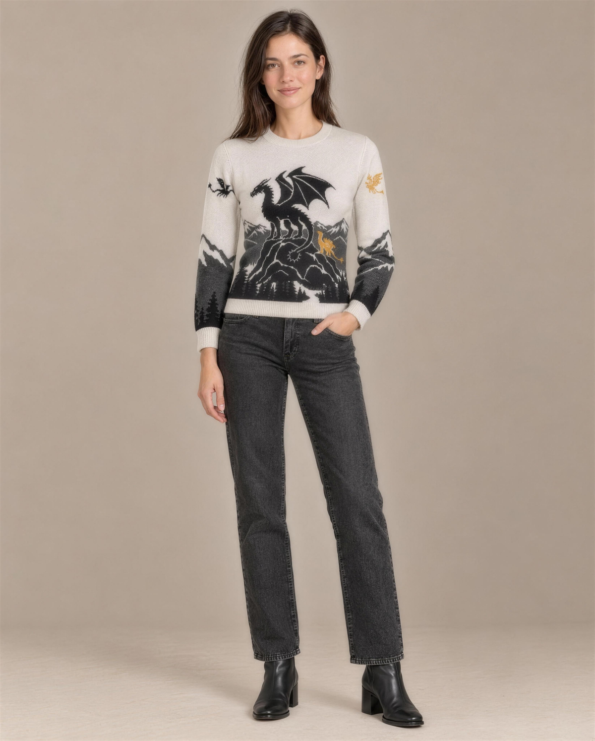 Tairn and Andarna knitted sweater, full length