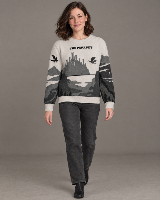 The Parapet knitted sweater, walking