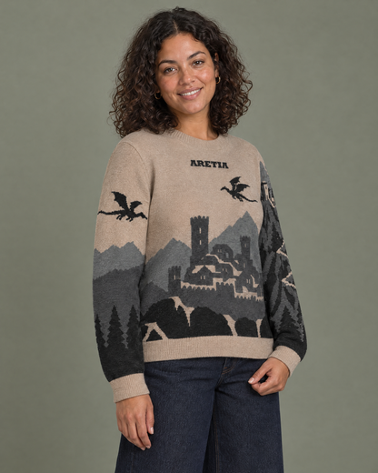 Aretia knitted sweater, dragon sleeve