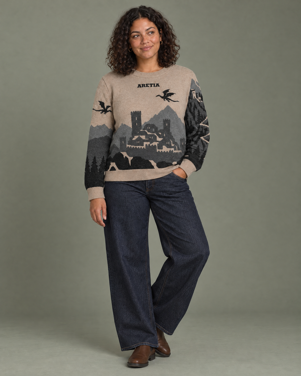 Aretia knitted sweater, full length