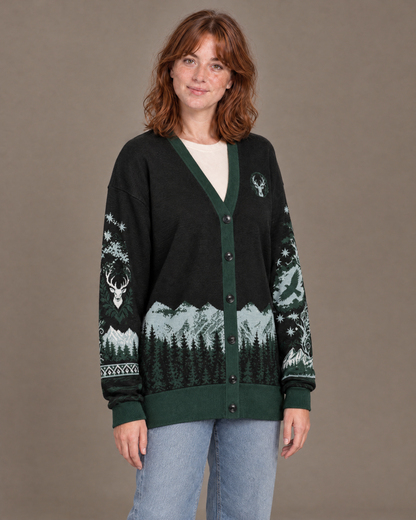 Terrasen Stag Knitted Cardigan three-quarter view