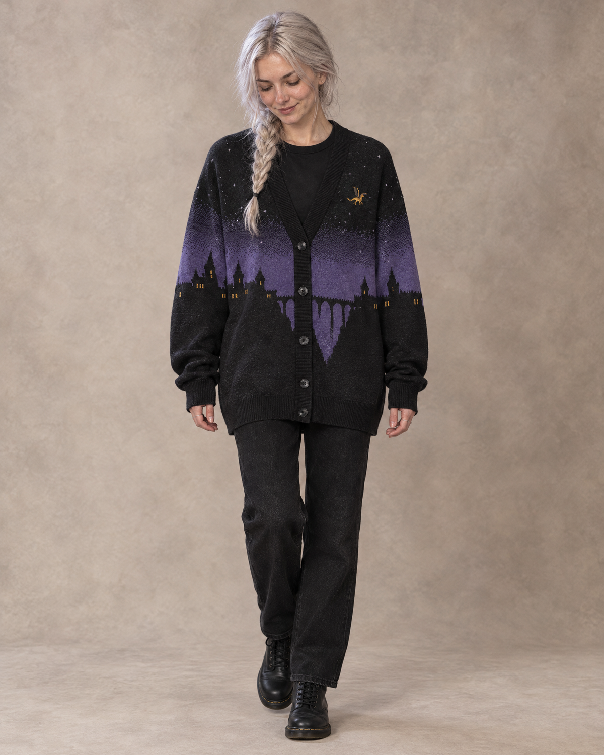 Fly or Die Basgiath Night Knitted Cardigan, full length