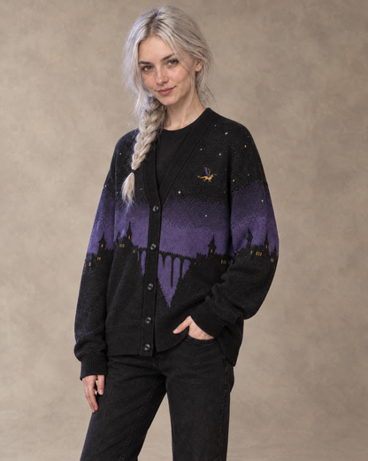 Fly or Die Basgiath Night Knitted Cardigan, three-quarter view