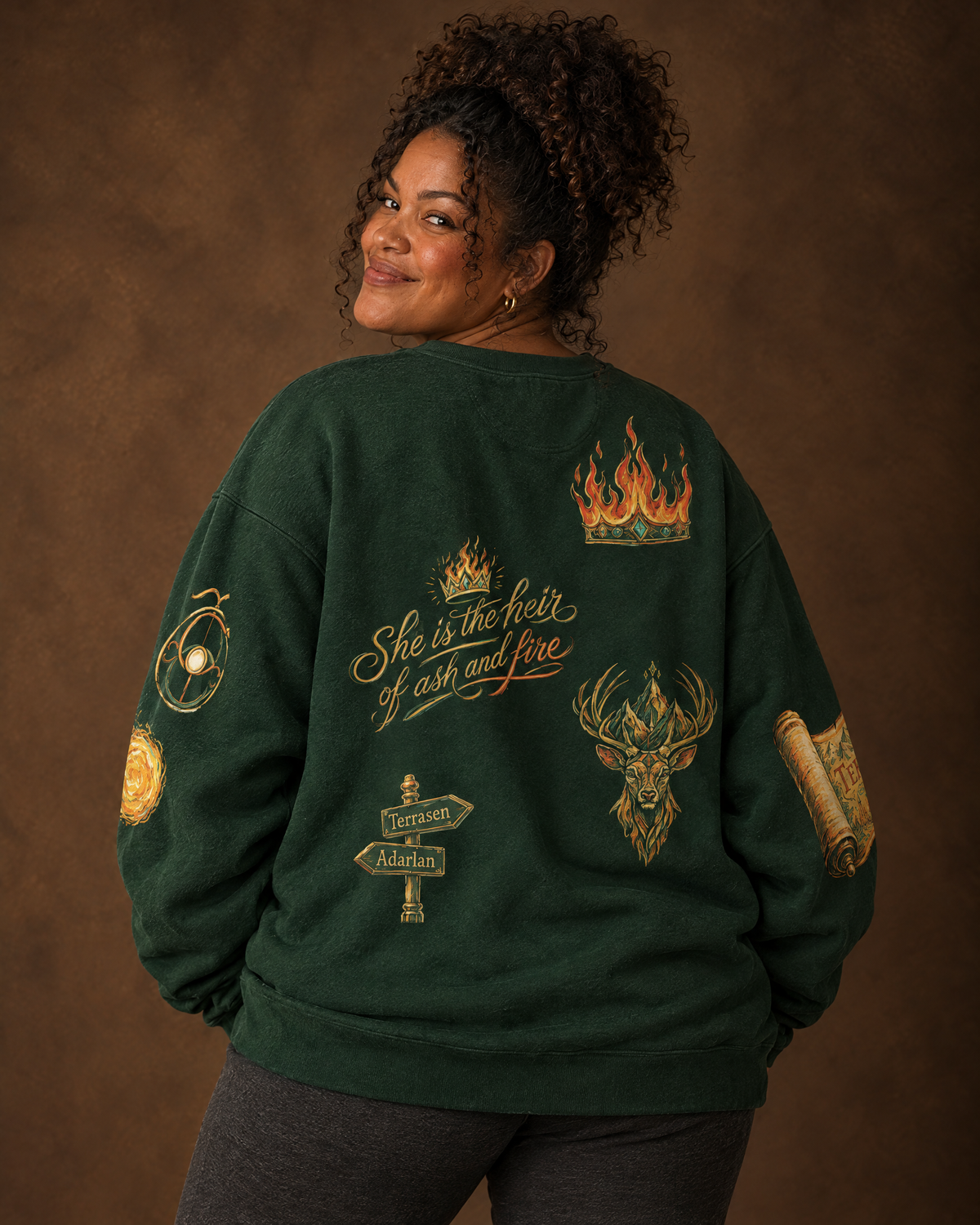 Aelin Fireheart Doodles Sweatshirt, worn back view
