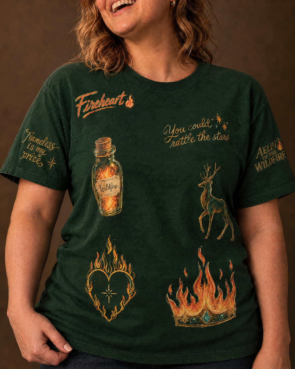 Aelin Fireheart Doodles Tee, close-up