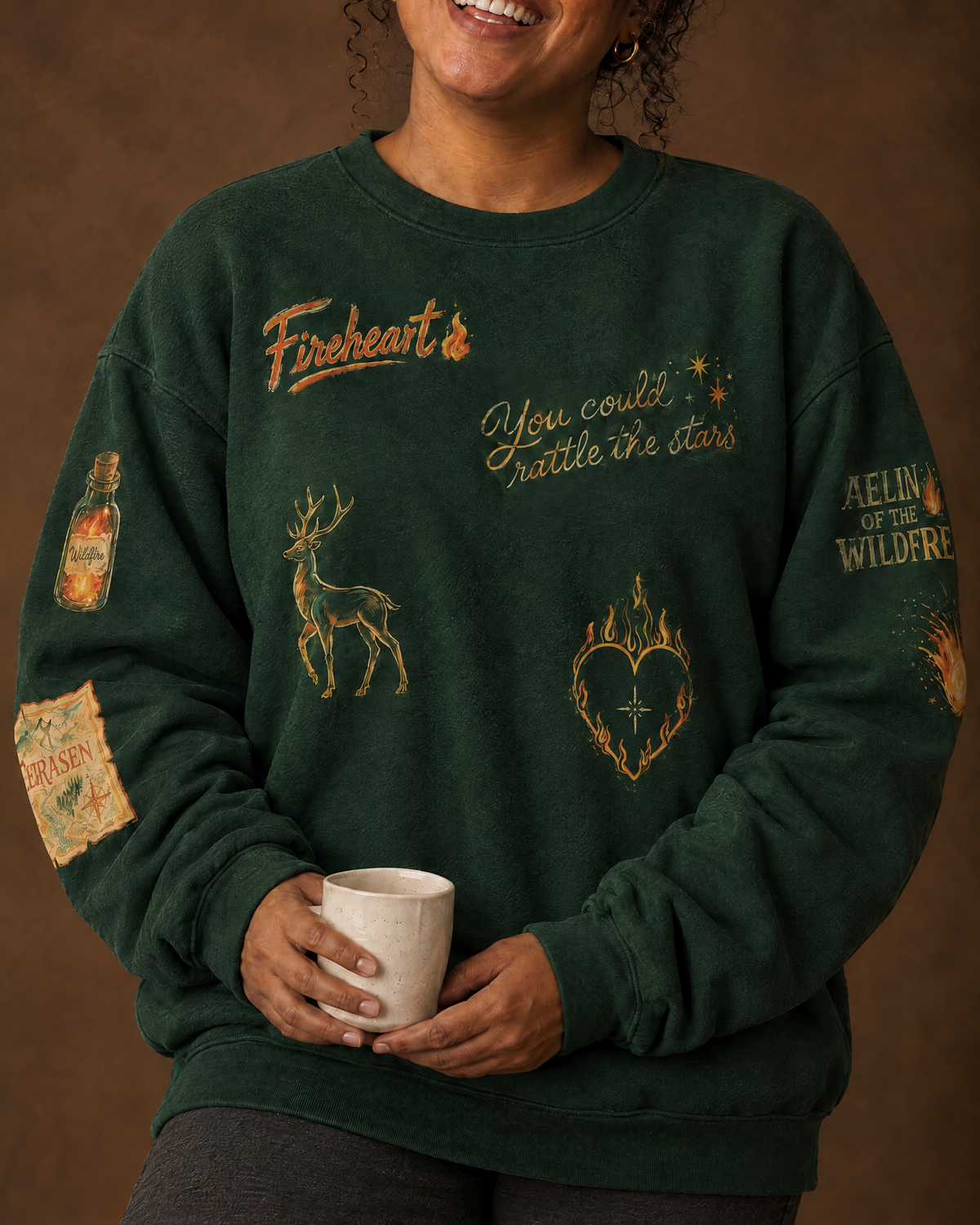 Aelin Fireheart Doodles Sweatshirt, close-up