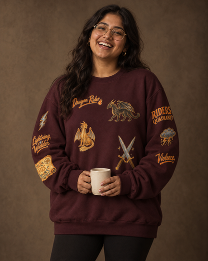 Fourth Wing Doodles Sweatshirt, front, worn