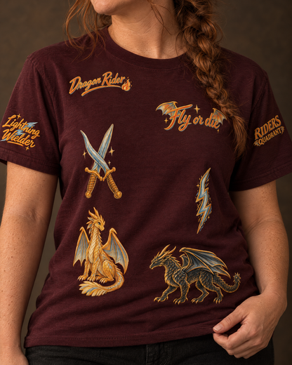 Fourth Wing Doodles Tee, close-up