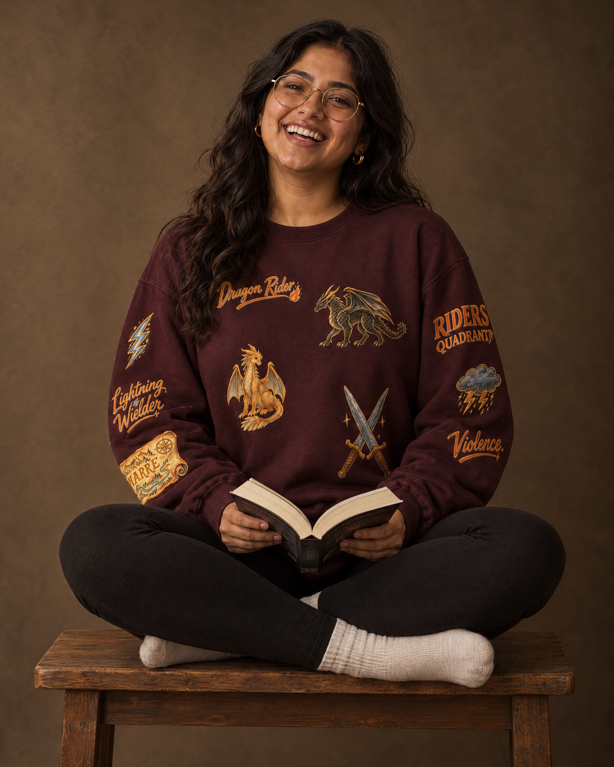 Fourth Wing Doodles Sweatshirt, seated