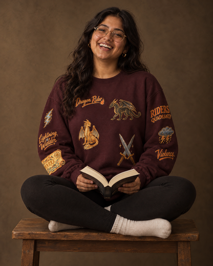 Fourth Wing Doodles Sweatshirt, seated