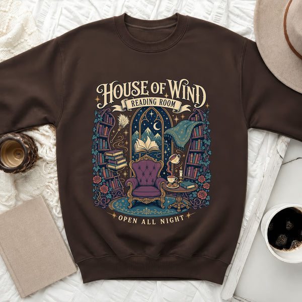 House of Wind Reading Sweatshirt in Dark Chocolate
