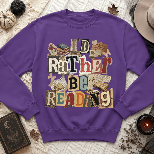 I'd Rather Be Reading Collage Sweatshirt in Purple
