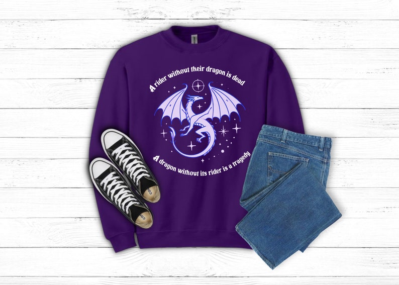 🔥 Fourth Wing Shirt - "A Rider Without Their Dragon" - Violet Sorrengail & Xaden Riorson Inspired Pullover 🐉