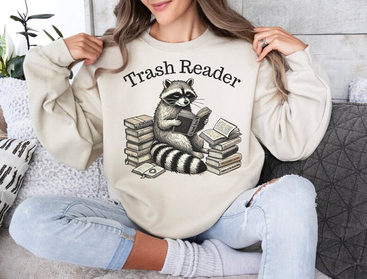 📚 "Trash Reader" Raccoon Book Lover Sweatshirt 📚