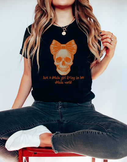 🎃 Delulu Girl Skeleton Halloween Tee