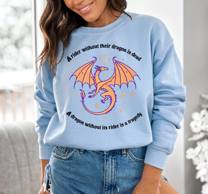 🔥 Fourth Wing Shirt - "A Rider Without Their Dragon" - Violet Sorrengail & Xaden Riorson Inspired Pullover 🐉