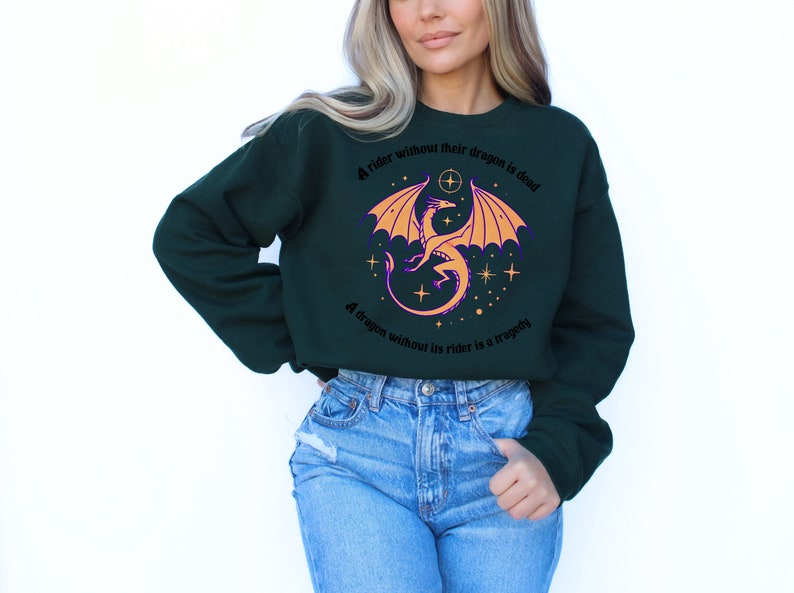 🔥 Fourth Wing Shirt - "A Rider Without Their Dragon" - Violet Sorrengail & Xaden Riorson Inspired Pullover 🐉