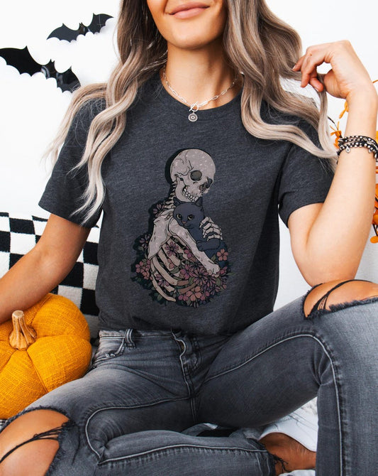 💀 Skeleton & Cat Lover T-Shirt