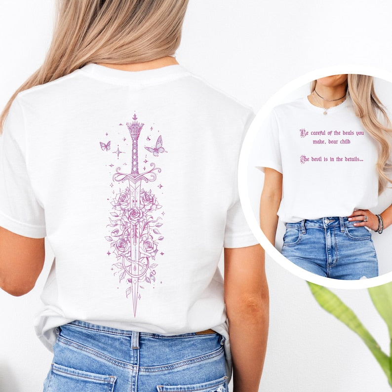 🌟 Quicksilver Fantasy Book Tee - Callie Hart Inspired Floral Sword Art Shirt 🌟