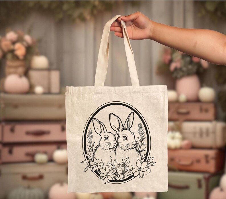 🐰 Cute Bunny Book Tote Bag