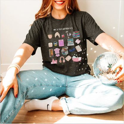 🌙 My 5 to 9 After 9-5 Tee – Your Evening Routine in Style