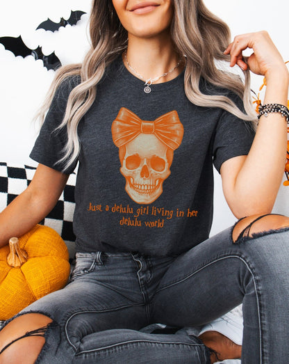 🎃 Delulu Girl Skeleton Halloween Tee