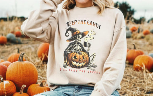 🎃 Keep the Candy, I'll Take the Coffee Sweatshirt – Perfect for Spooky Season!