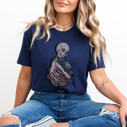 💀 Skeleton & Cat Lover T-Shirt