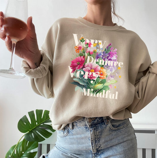 🌸 Very Demure & Mindful Floral Sweatshirt