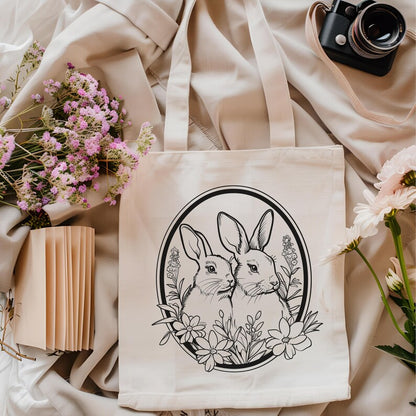 🐰 Cute Bunny Book Tote Bag