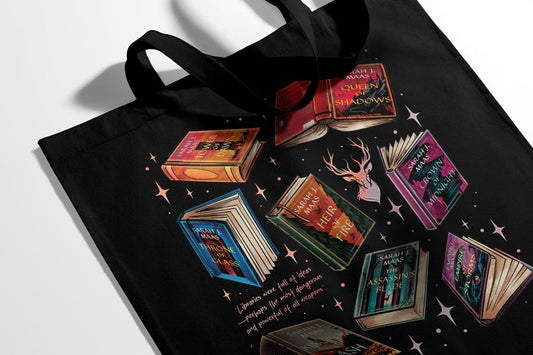 Throne of Glass Book Stack Tote Bag