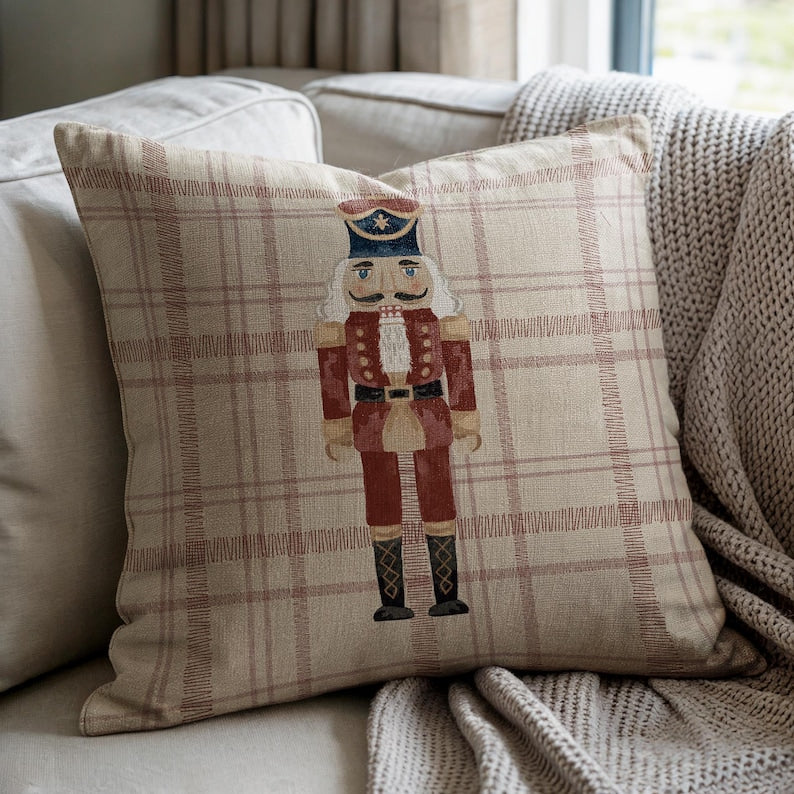 Elegant Christmas Nutcracker Pillow