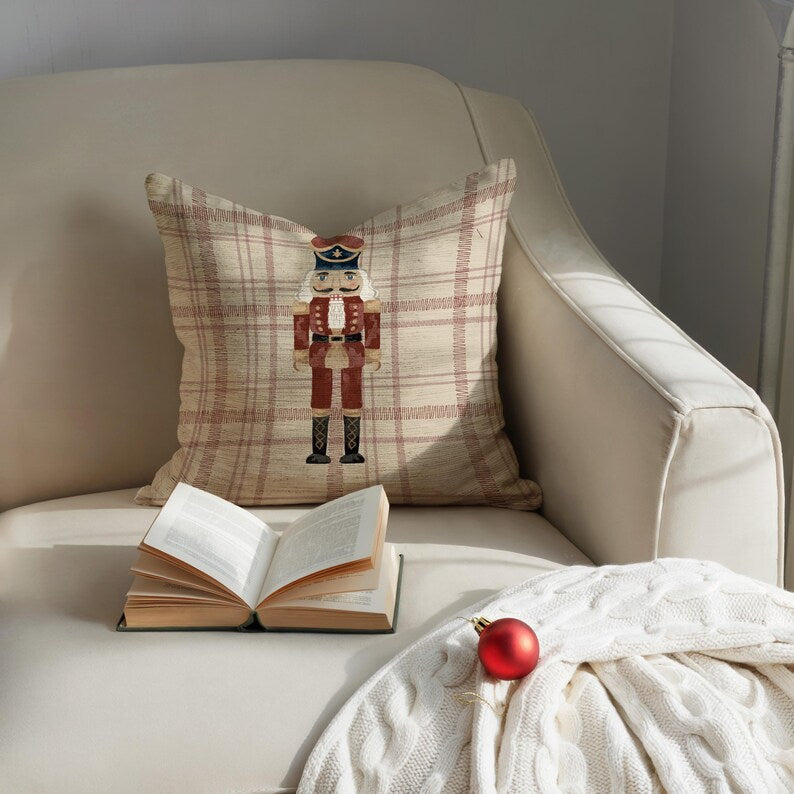 Elegant Christmas Nutcracker Pillow