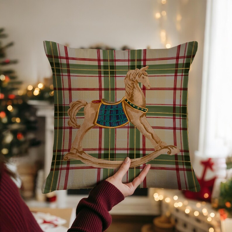 Rocking Horse Plaid Pillow