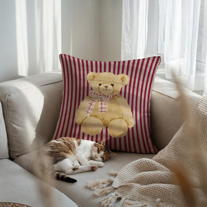Cute Teddy Bear Maroon Pillow
