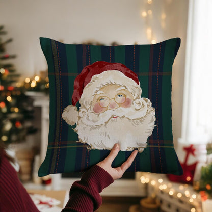 Santa On Classic Plaid Pillow